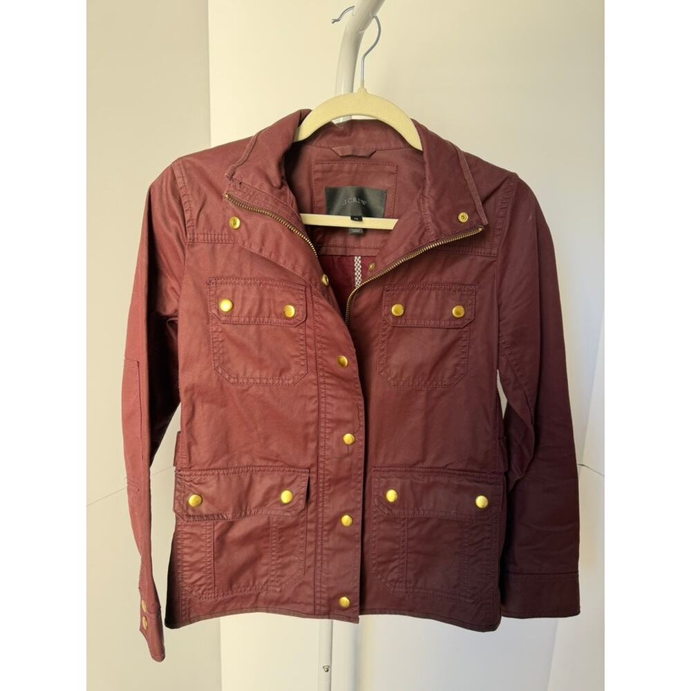 J.Crew Burgundy Utility Jacket Petite Small Military Style Coat